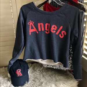 RETRO ANGELS BASEBALL CROPPED SWEATSHIRT & HAT